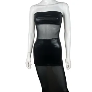 superdown Sheer Panel Black Strapless Maxi Dress thumbnail 3