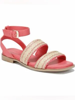 NEW Naturalizer Women's Gana Square Toe Strappy Flat Sandals SZ-8 Coral Pink thumbnail 2