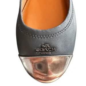 Coach Flats‎ Women's Black Mirror Metallic Chelsea Cap Toe Classic Sophisticated thumbnail 4
