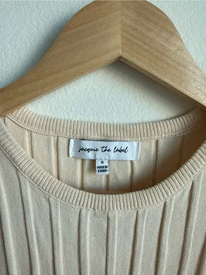 Anthropologie Jacquie The Label Textured Ribbed Knit Fitted Mini Dress Ivory Small thumbnail 3