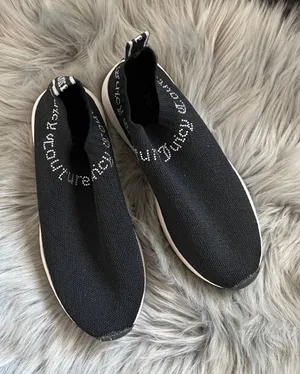 EUC Juicy Couture Black Knit Slip-On Sneakers with White Sole sz 6.5 thumbnail 1