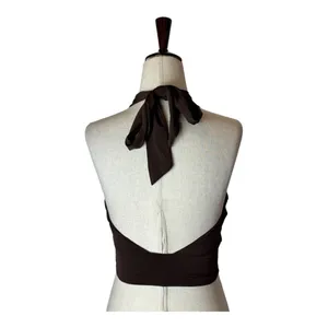 Tiger Mist Brown Cross Tie Halter Neck Archie Top‎ Size XS thumbnail 7