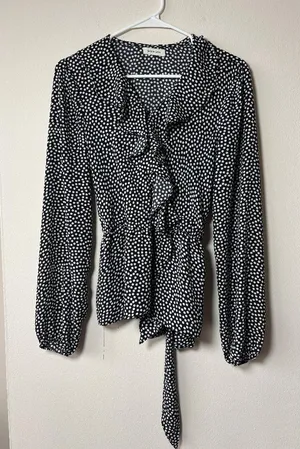 Max Studio Polka Dot Long Sleeve Blouse thumbnail 1
