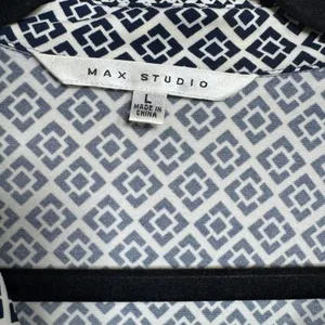 Max Studio Geometric Print Collared Dress Navy White Green Purple‎ Size L thumbnail 5