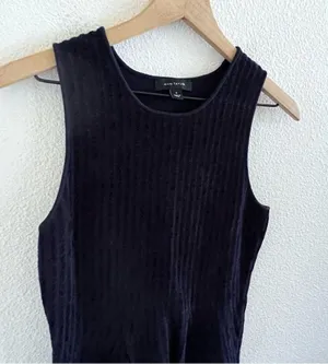 Ann Taylor Blue Ribbed Textured Peplum Top Tank Shirt Blouse Medium thumbnail 3