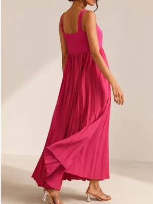 Anthropologie x Mare Mare Pleated Two Piece Resortwear Maxi Dress in Hot Pink thumbnail 2
