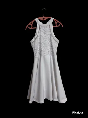 Missguided White Lace Halter Skater Dress Rush Week Bridal Wedding EUC Size S thumbnail 3