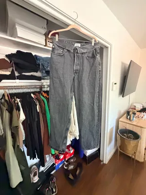 Agolde Echo Taper fold over mid waist Zephyr vintage washed black jeans 29 thumbnail 16
