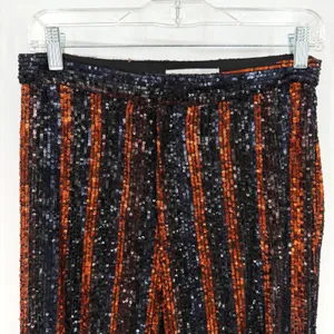 Zara The Abbey Flared Sequin Pants Women S Orange Black Striped Retro Party Glam thumbnail 5