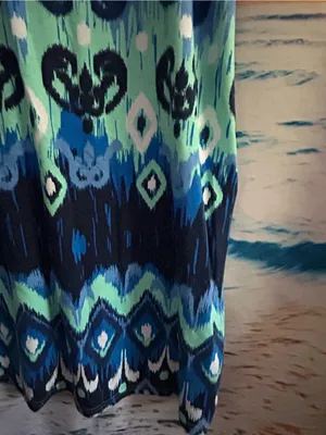 KEREN Hart Women’s Blue & Green Ikat Print Maxi Skirt SM NWT thumbnail 4