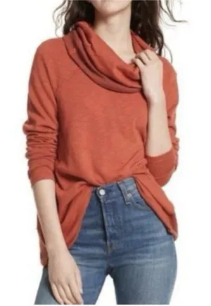 Free People Beach Cocoon Cowl Neck Tunic Orange Size Small Boho Comfort Casual thumbnail 1