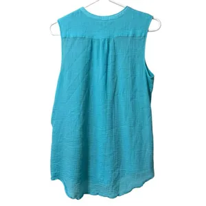 Tommy Bahama Women Size Medium Button‎ Front Lightweight Cotton Sleeveless Sheer thumbnail 2