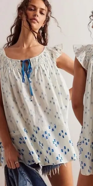 Free People Jules Cotton Embroidered Tunic White Size Small Bohemian Cottage thumbnail 1