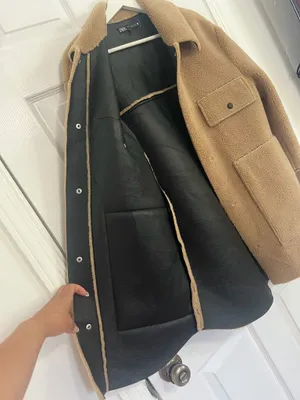 Zara Teddy Shacket Oversized Sherpa Fleece Jacket Neutral Minimalist Quiet Luxury Coat S thumbnail 5