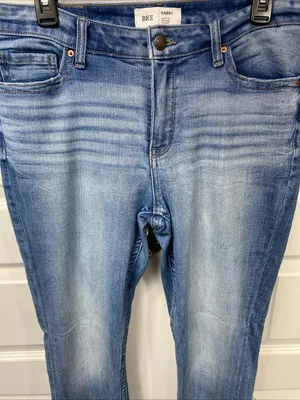 BKE Gabby Curvy Fit High Rise Straight Denim Jeans Stretch Medium Wash 29x32 thumbnail 3