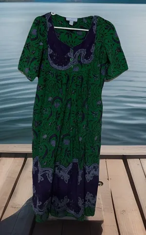 Chic Only Necessities Green Purple Floral Moo Moo Gown ‎ BabyDoll Pockets 14/16 thumbnail 1