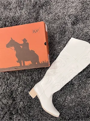 🌸New Iuv White Knee High Cowboy Boots Size 8🌸 thumbnail 3