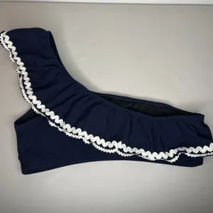 J. Crew Navy Rickrack One Shoulder Ruffle Swim Bikini Top Size Large thumbnail 6