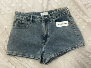 PacSun Women's High-Rise Denim Shorts - Light Blue Wash thumbnail 1