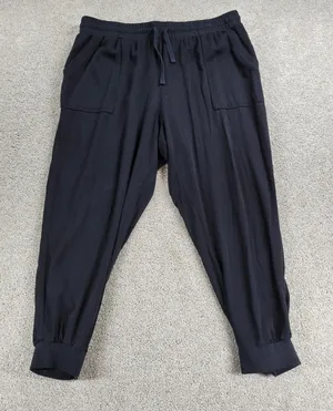 Splendid Sweatpants 2XL Black Hi Rise Drawstring‎ Tapered Leg Jogger Activewear thumbnail 1