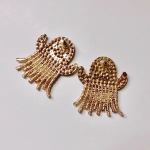 NEW Rhinestone‎ Ghost Stud Earrings Glam Halloween Spooky Spirit Embellished thumbnail 4