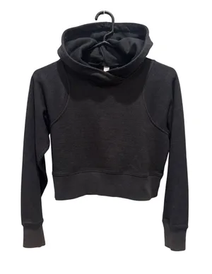 Lululemon Scuba Pullover Hoodie Womens 0 Black Silver Metallic Cropped LW3GE3S thumbnail 1