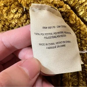 Moth Anthropologie Golden Mustard Yellow Velour Velvet Chunky Open Cardigan XS thumbnail 3