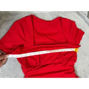 NWT OYS Size Medium Red Square Neck Mini Dress Shirt‎ Sleeve Formal Fit Flare thumbnail 5
