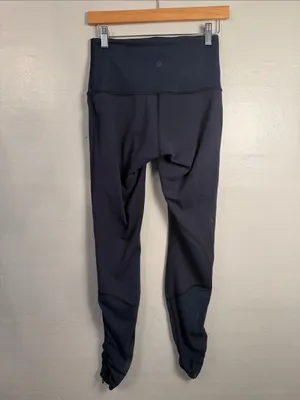 Lululemon Womens Leggings Adjustable Mesh rusching Navy Blue Size 8 High Rise thumbnail 5