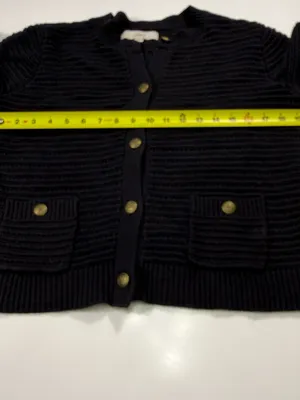 LOFT Black Button-Front Knit Cardigan Size Medium thumbnail 4