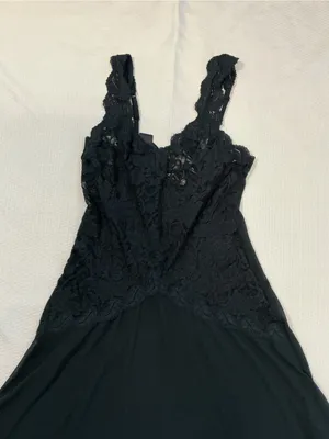 Victoria's Secret Black Lace High-Low burnout sheer slip dress nightgown . thumbnail 3