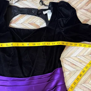 Jessica McClintock Gunne Sax Dress 11/12 Black‎ Velvet Purple Satin 80s HCO Prom thumbnail 8