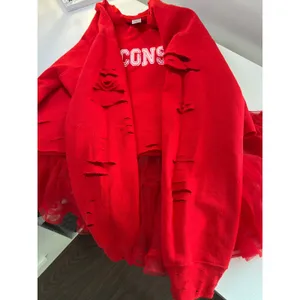 Wisconsin Badgers Reworked Gameday Set Distressed Sweatshirt Tulle Skirt Red M‎ thumbnail 4