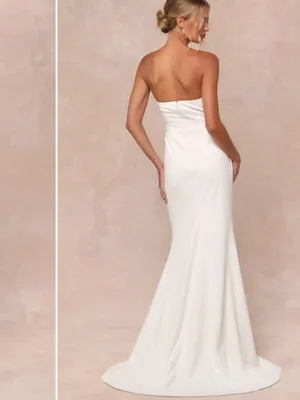 LULU's Bridal Wedding Sexy Minimal Elegant Strapless Sophisticated Mermaid Gown thumbnail 4