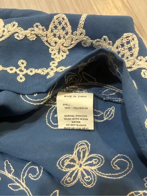 Simple Blue Short-Sleeve Embroidered Tiered Mini‎ Dress thumbnail 7