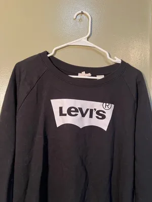 Levi's Women's Size XL Crewneck Sweatshirt Black White Batwing Graphic Classic thumbnail 3