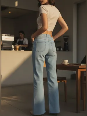 Zara women’s high - waisted Ripped wide leg jeans thumbnail 14