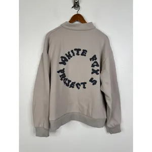 White Fox Project 5 Half Zip Sweatshirt Taupe Oversized Fleece Pullover L/XL thumbnail 2