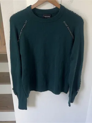 The Kooples Pullover Sweater with Piercings in Dark Green thumbnail 2