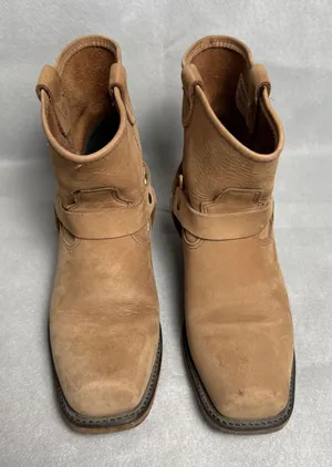 Double H Tan Leather Harness Boots Square Toe Western Ankle Booties Womens thumbnail 1