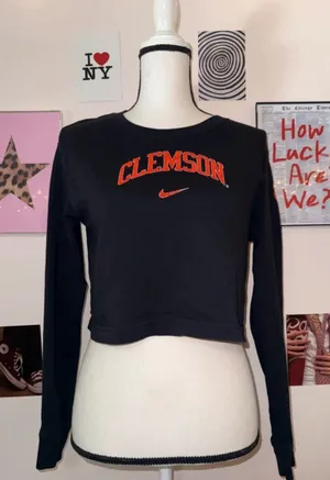 Nike Clemson Tigers Long Sleeve Cropped T-Shirt thumbnail 1