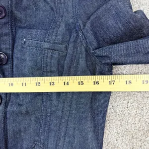 Louie Women 4 Dark Wash Denim Military Jacket Cropped Structured Fitted Moto Y2K thumbnail 8