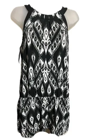 White House | Black Market Drop Waist Sleeveless Summer Dress Tie Neck Blouson Size‎ S W Pockets thumbnail 1