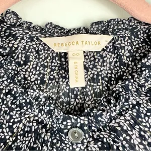 Rebecca Taylor Silk Blend Metallic Ruffle Sleeveless Blouse Size 00 thumbnail 3