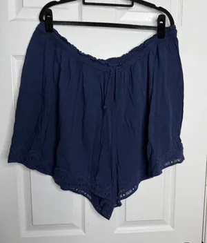 AERIE Lace Trimmed Gauzey‎ Navy Blue Shorts Size XXL thumbnail 1
