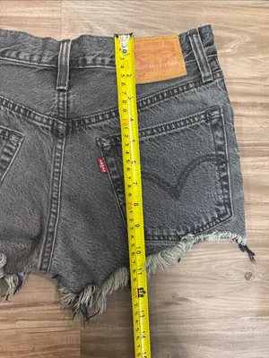 Levi’s Premium 501 Original Slashed Black Distressed Shorts W24 thumbnail 8