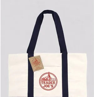 NWT Trader Joe’s Large Canvas Shopping Tote Bag Heavy Cotton Reusable Navy Blue thumbnail 1