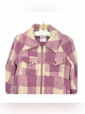 Anthropologie Avec Les Filles Women’s Pink Plaid Zip Crop Top Jacket Size Small thumbnail 7