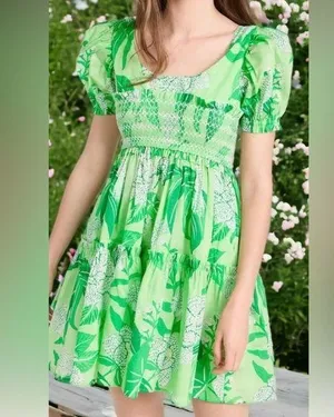 New FARM RIO Dewdrop Floral Green Mini Dress Size Large thumbnail 1