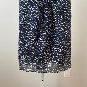 J.Crew Preppy Minimalist 4 Navy Polka Dot Silk‎ Wool Bow Front Cocktail Dress thumbnail 3